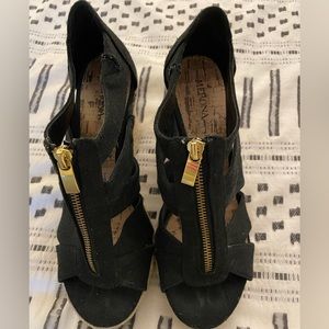 Women’s Merona Black Strappy Wedge